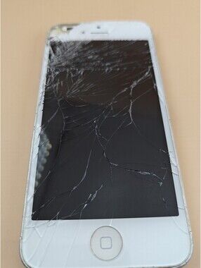 Apple iPhone 5 A1428 White Silver Cracked Screen No Power Parts Repair